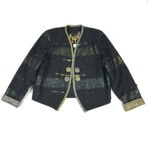 Vintage Jackets & Blazers - Vintage Black and Gold Women's Jacket